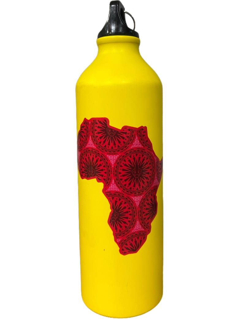 Africa Map Water Bottle- Yellow